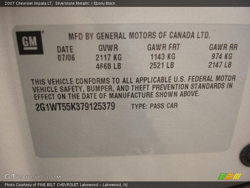 Silverstone Metallic / Ebony Black 2007 Chevrolet Impala LT