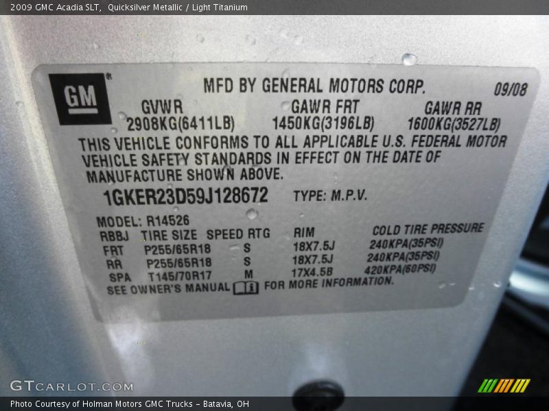 Quicksilver Metallic / Light Titanium 2009 GMC Acadia SLT