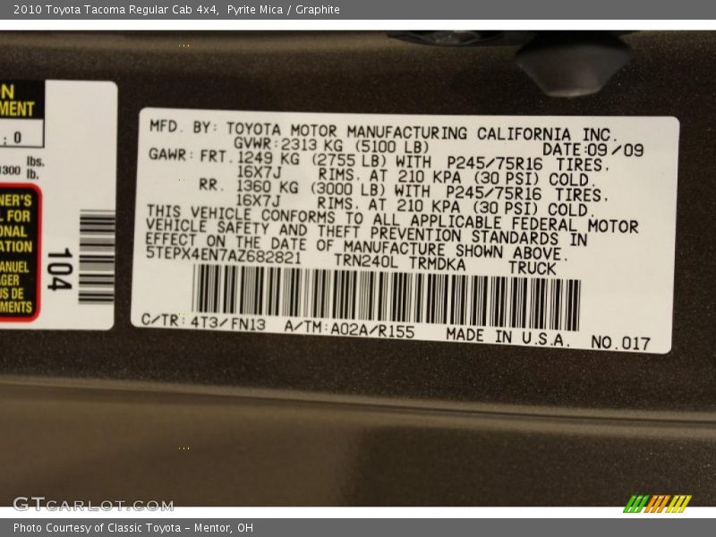 Pyrite Mica / Graphite 2010 Toyota Tacoma Regular Cab 4x4