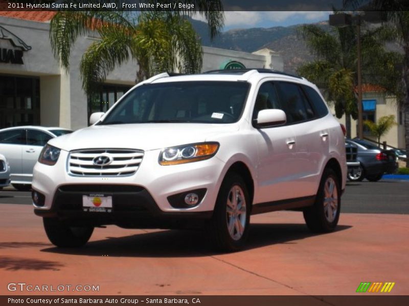 Frost White Pearl / Beige 2011 Hyundai Santa Fe Limited AWD