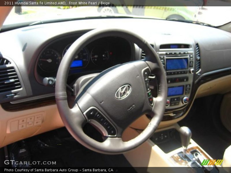 Frost White Pearl / Beige 2011 Hyundai Santa Fe Limited AWD