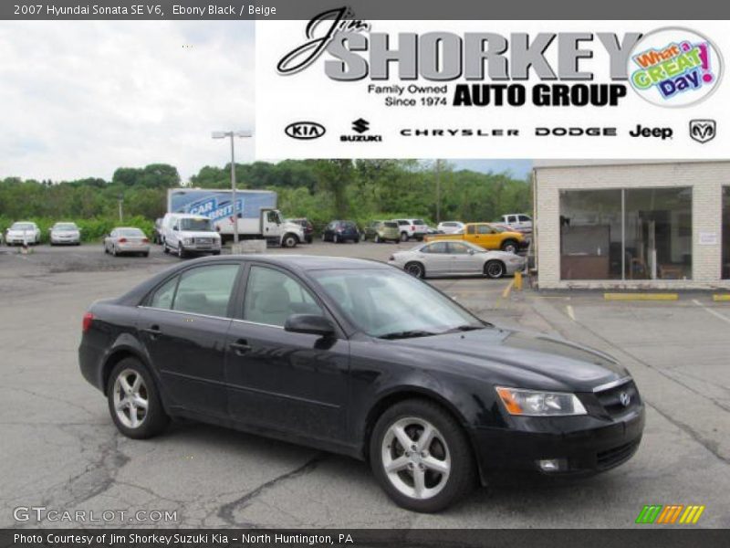 Ebony Black / Beige 2007 Hyundai Sonata SE V6