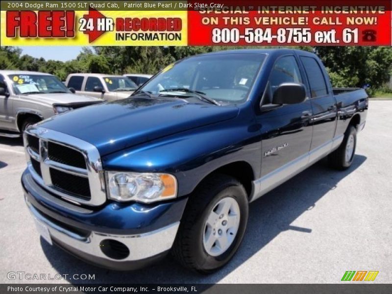 Patriot Blue Pearl / Dark Slate Gray 2004 Dodge Ram 1500 SLT Quad Cab