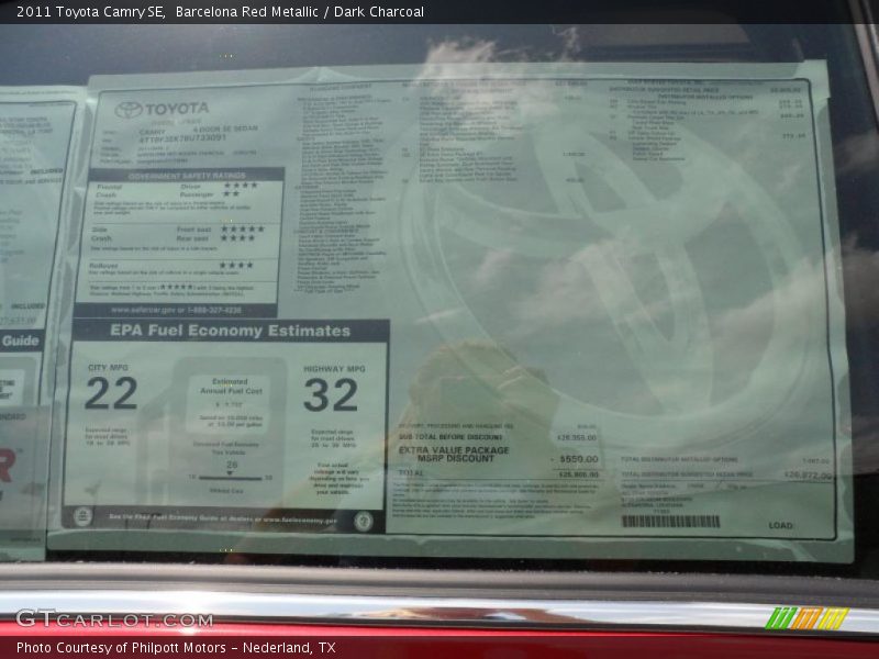 Barcelona Red Metallic / Dark Charcoal 2011 Toyota Camry SE