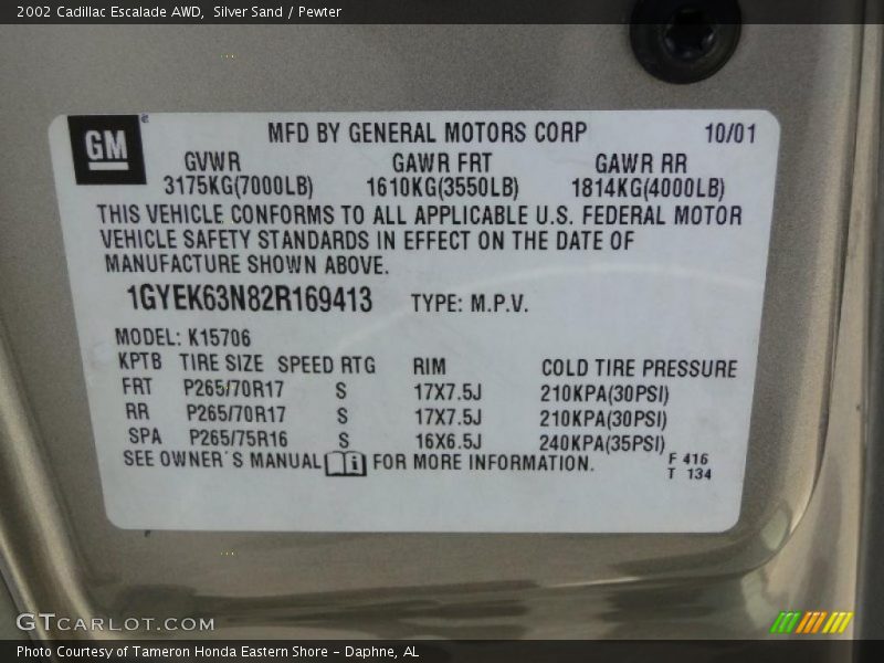 Silver Sand / Pewter 2002 Cadillac Escalade AWD