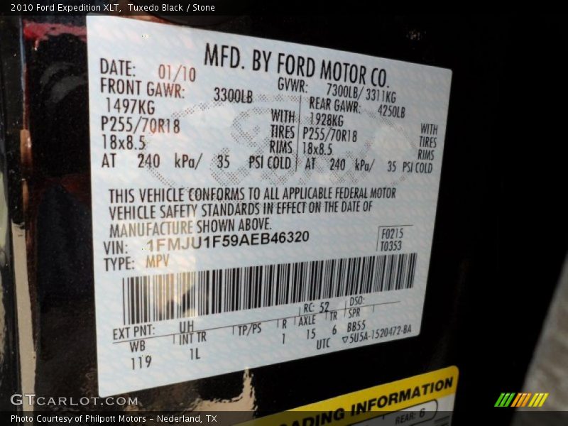 Tuxedo Black / Stone 2010 Ford Expedition XLT
