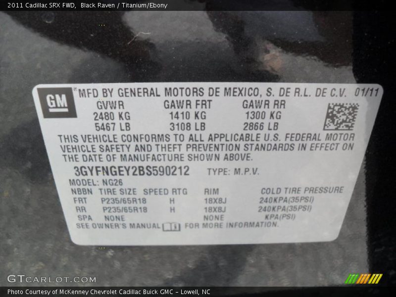 Black Raven / Titanium/Ebony 2011 Cadillac SRX FWD