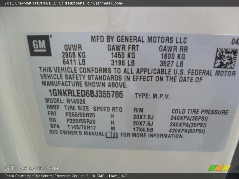 Gold Mist Metallic / Cashmere/Ebony 2011 Chevrolet Traverse LTZ