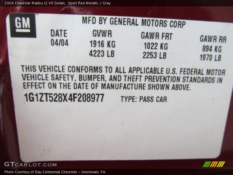 Sport Red Metallic / Gray 2004 Chevrolet Malibu LS V6 Sedan