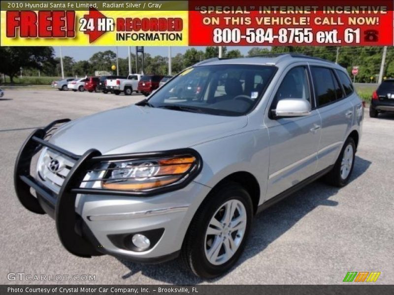 Radiant Silver / Gray 2010 Hyundai Santa Fe Limited