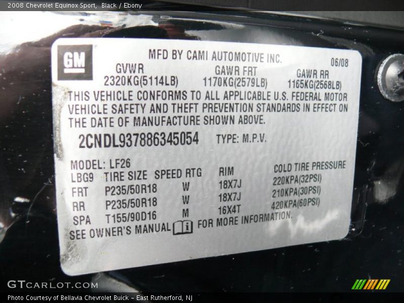 Black / Ebony 2008 Chevrolet Equinox Sport