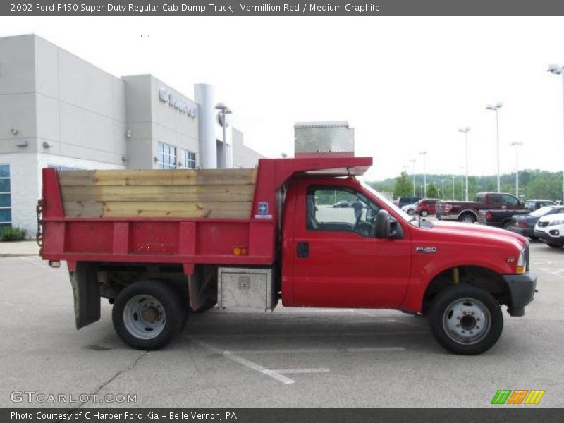 Vermillion Red / Medium Graphite 2002 Ford F450 Super Duty Regular Cab Dump Truck