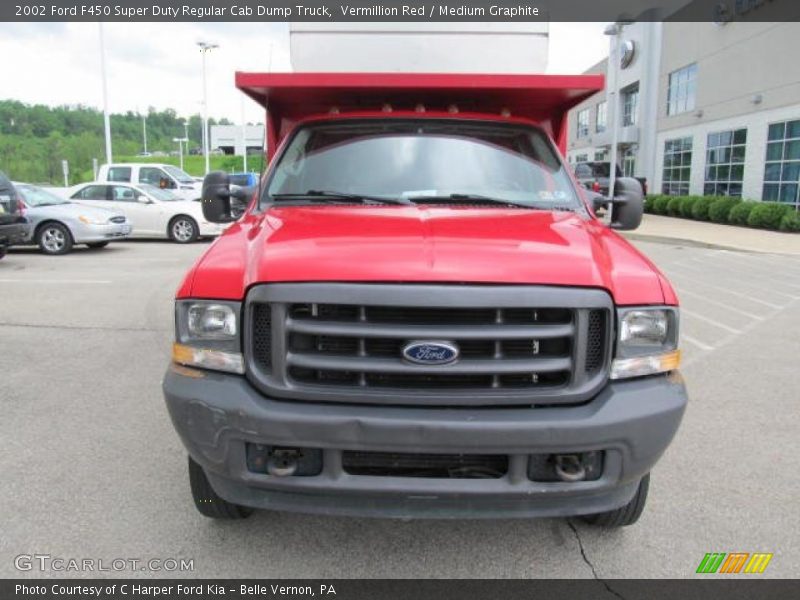 Vermillion Red / Medium Graphite 2002 Ford F450 Super Duty Regular Cab Dump Truck