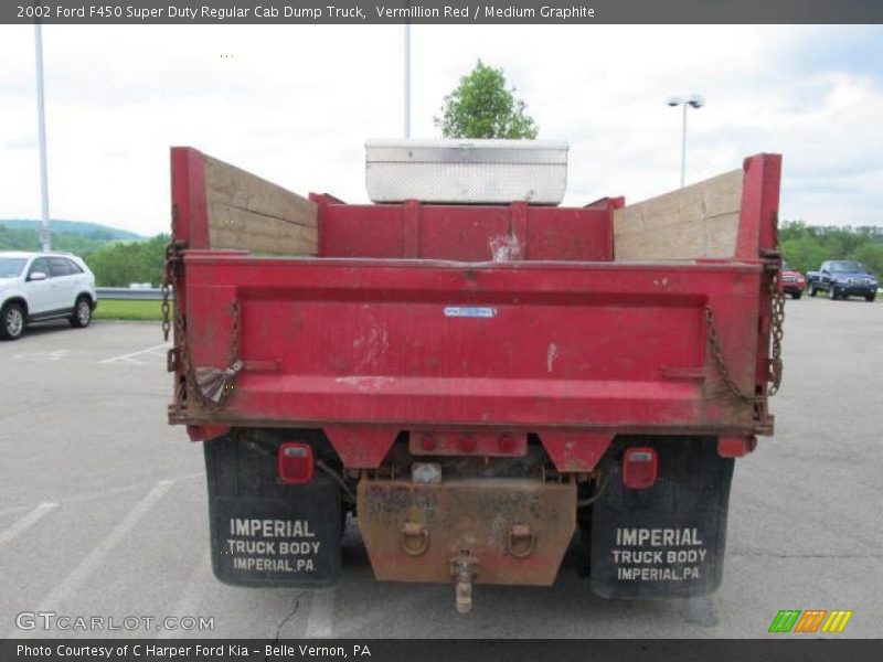 Vermillion Red / Medium Graphite 2002 Ford F450 Super Duty Regular Cab Dump Truck