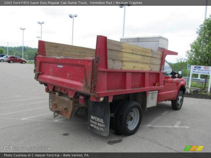 Vermillion Red / Medium Graphite 2002 Ford F450 Super Duty Regular Cab Dump Truck