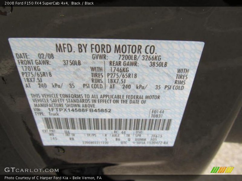 Black / Black 2008 Ford F150 FX4 SuperCab 4x4