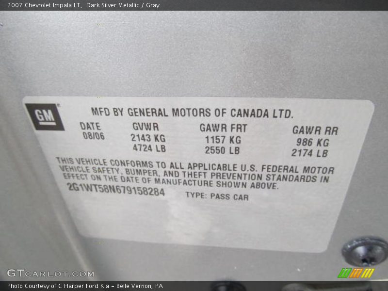 Dark Silver Metallic / Gray 2007 Chevrolet Impala LT