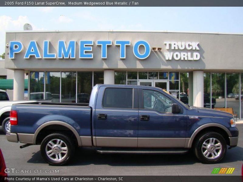 Medium Wedgewood Blue Metallic / Tan 2005 Ford F150 Lariat SuperCrew