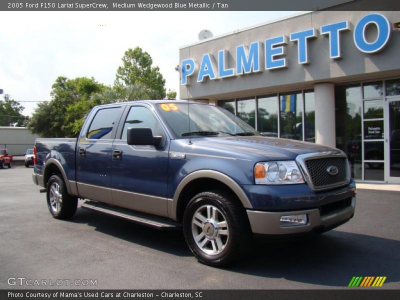 Medium Wedgewood Blue Metallic / Tan 2005 Ford F150 Lariat SuperCrew