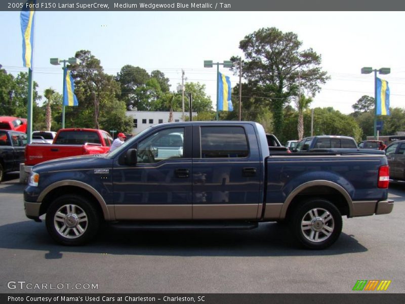 Medium Wedgewood Blue Metallic / Tan 2005 Ford F150 Lariat SuperCrew