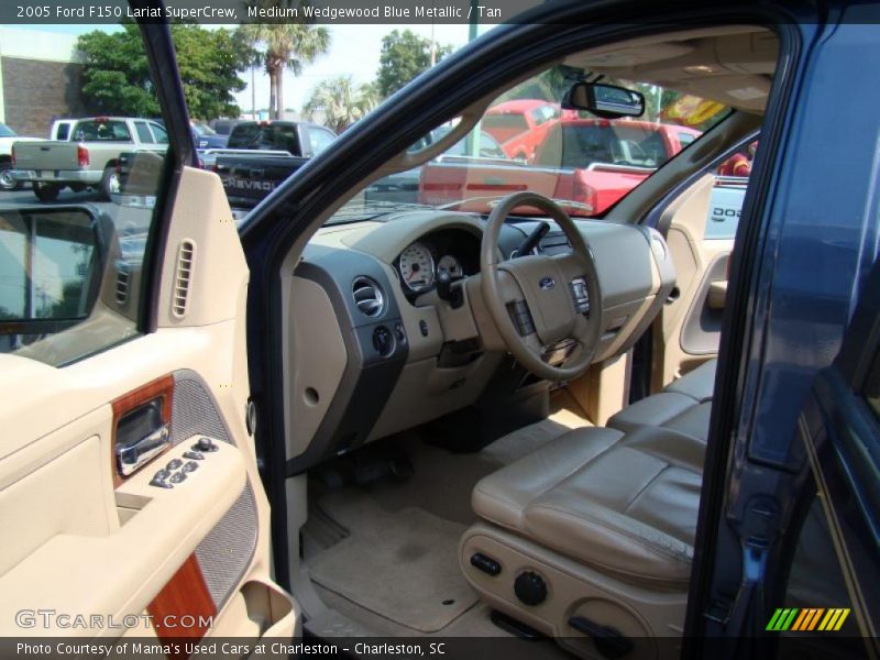 Medium Wedgewood Blue Metallic / Tan 2005 Ford F150 Lariat SuperCrew