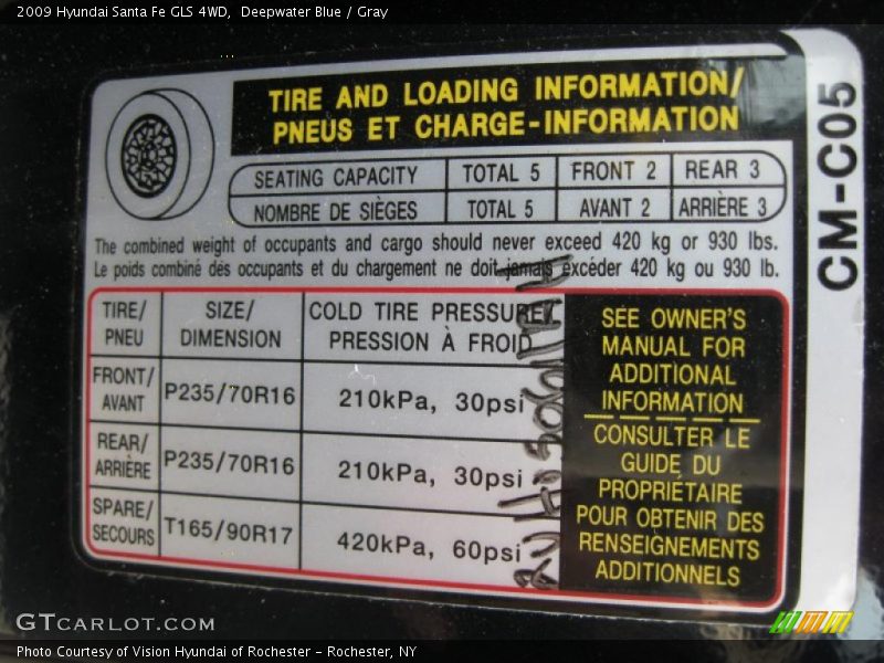 Deepwater Blue / Gray 2009 Hyundai Santa Fe GLS 4WD