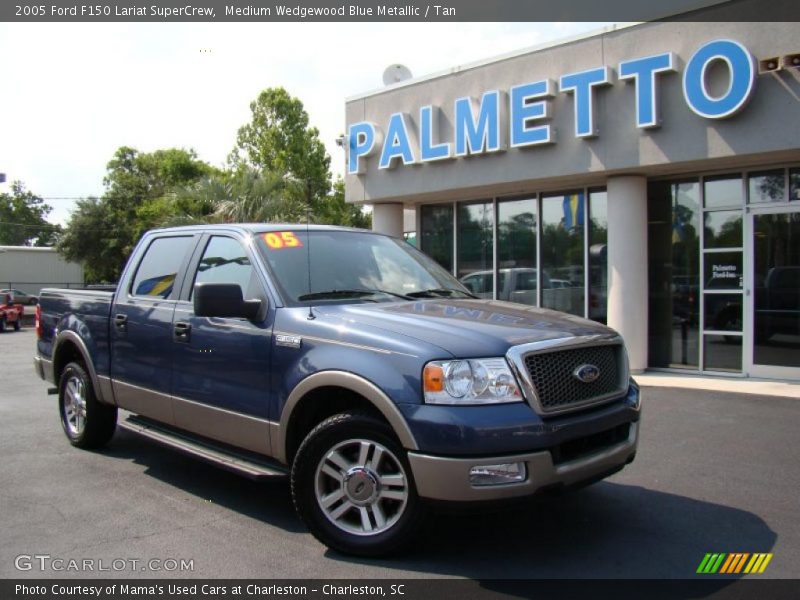 Medium Wedgewood Blue Metallic / Tan 2005 Ford F150 Lariat SuperCrew