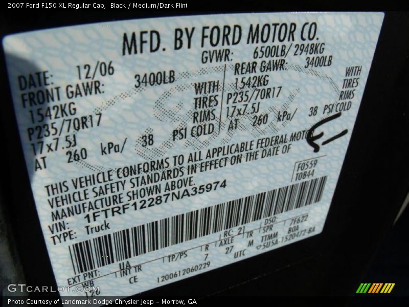 Black / Medium/Dark Flint 2007 Ford F150 XL Regular Cab