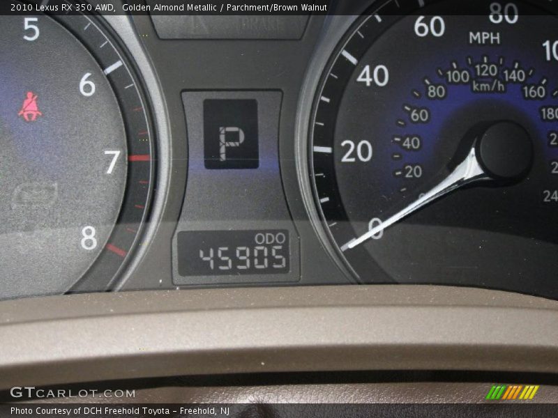 Golden Almond Metallic / Parchment/Brown Walnut 2010 Lexus RX 350 AWD