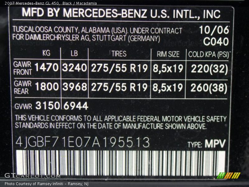 Black / Macadamia 2007 Mercedes-Benz GL 450