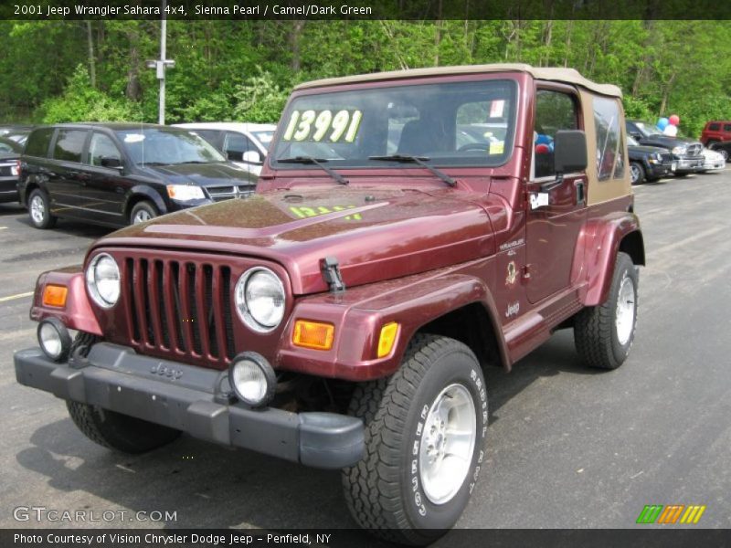 Sienna Pearl / Camel/Dark Green 2001 Jeep Wrangler Sahara 4x4