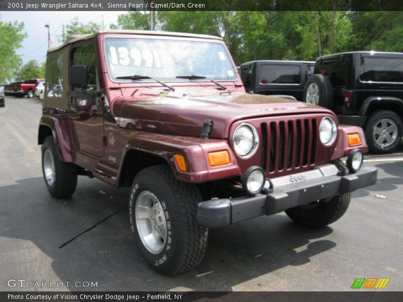 Sienna Pearl / Camel/Dark Green 2001 Jeep Wrangler Sahara 4x4