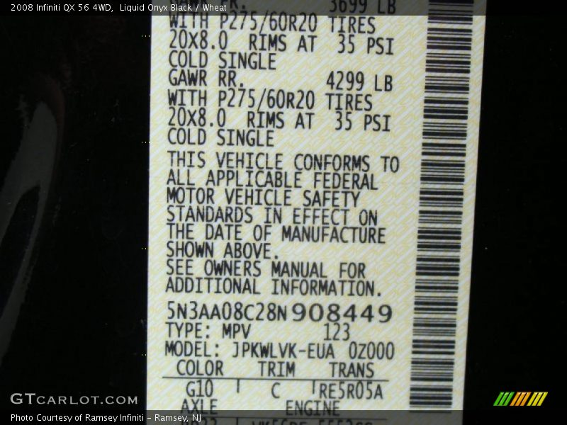 Liquid Onyx Black / Wheat 2008 Infiniti QX 56 4WD