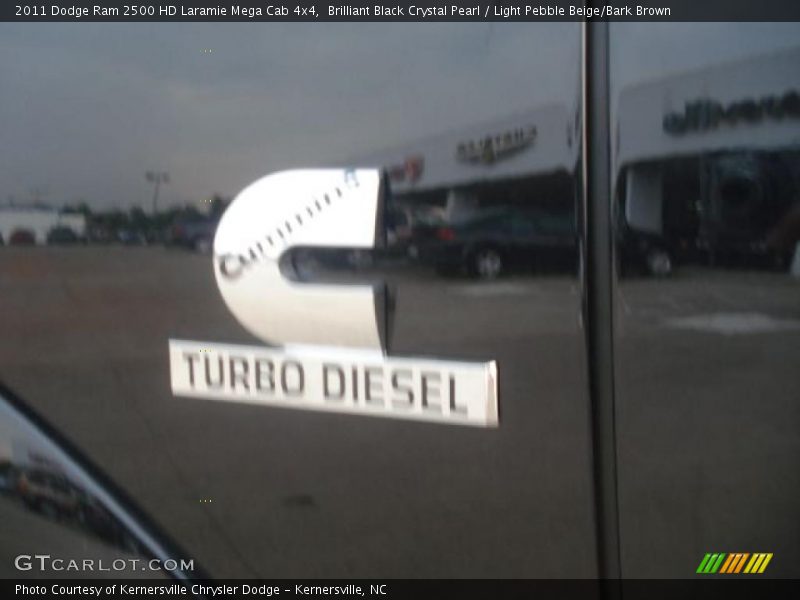 Brilliant Black Crystal Pearl / Light Pebble Beige/Bark Brown 2011 Dodge Ram 2500 HD Laramie Mega Cab 4x4