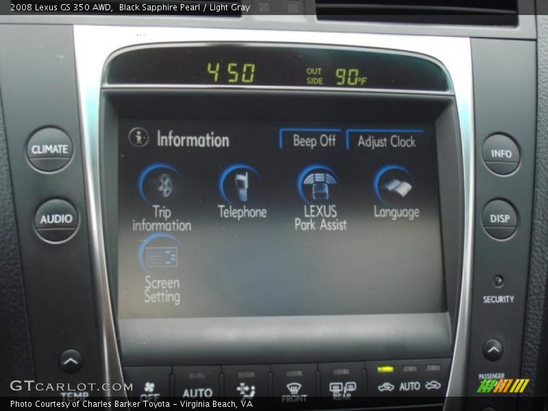 Black Sapphire Pearl / Light Gray 2008 Lexus GS 350 AWD