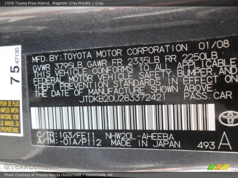 Magnetic Gray Metallic / Gray 2008 Toyota Prius Hybrid