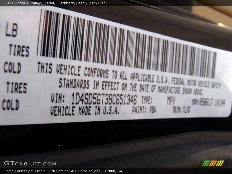 Blackberry Pearl / Black/Tan 2011 Dodge Durango Citadel