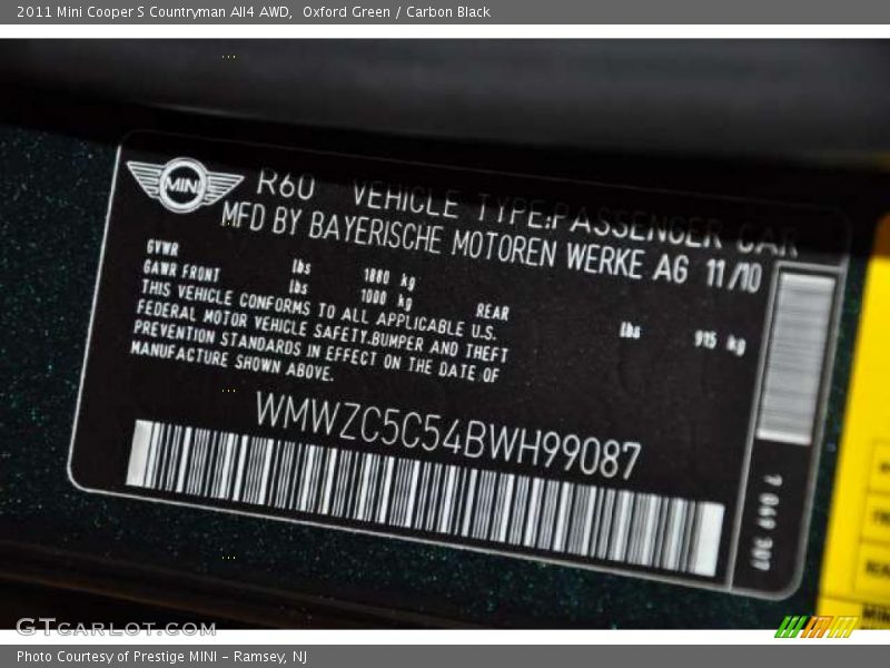 Oxford Green / Carbon Black 2011 Mini Cooper S Countryman All4 AWD