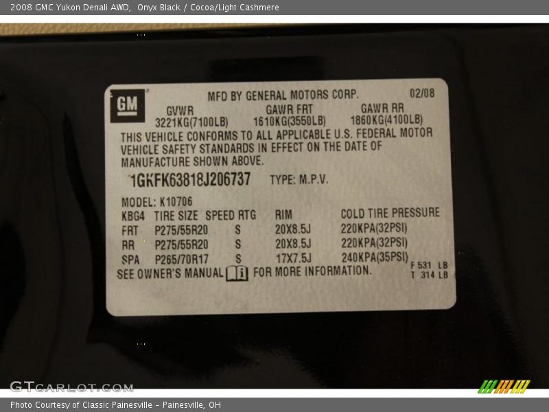 Onyx Black / Cocoa/Light Cashmere 2008 GMC Yukon Denali AWD