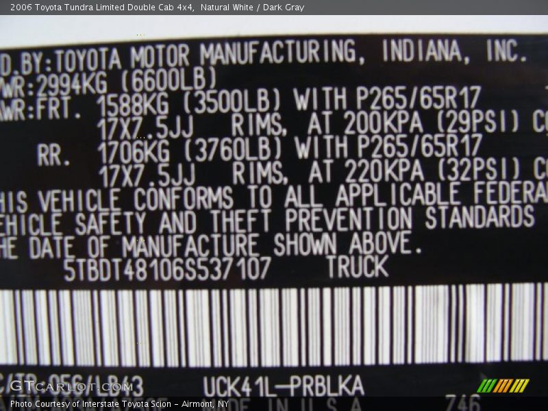 Natural White / Dark Gray 2006 Toyota Tundra Limited Double Cab 4x4