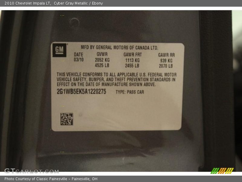 Cyber Gray Metallic / Ebony 2010 Chevrolet Impala LT