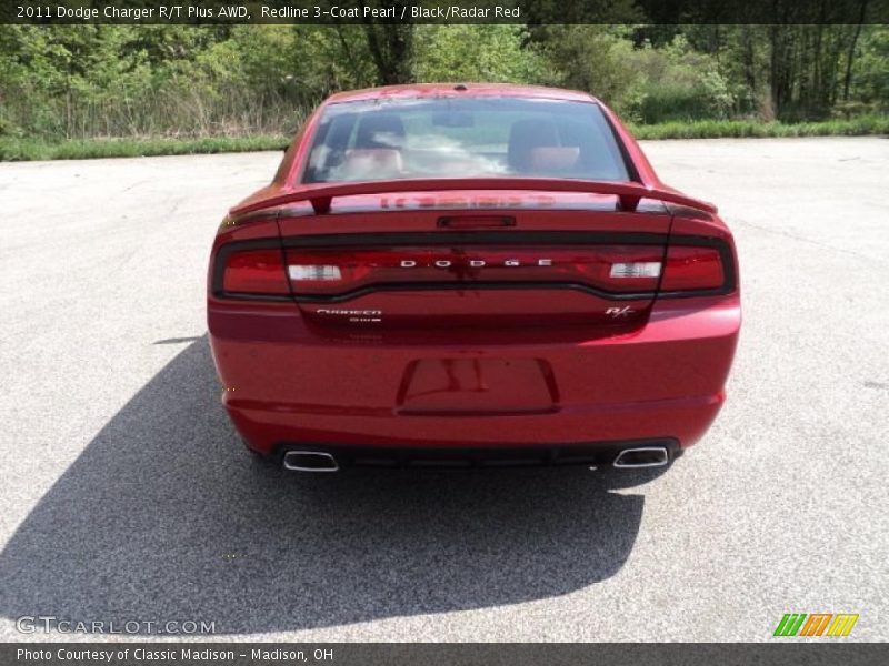 Redline 3-Coat Pearl / Black/Radar Red 2011 Dodge Charger R/T Plus AWD