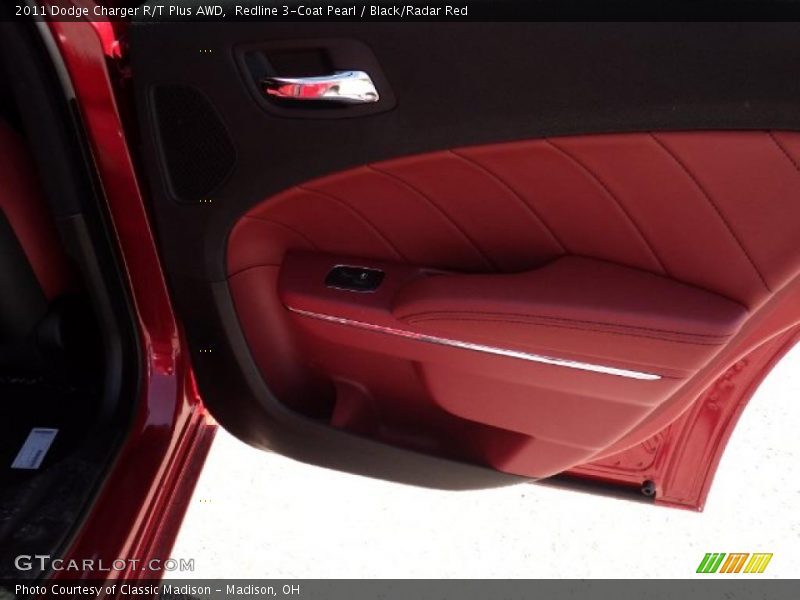Redline 3-Coat Pearl / Black/Radar Red 2011 Dodge Charger R/T Plus AWD