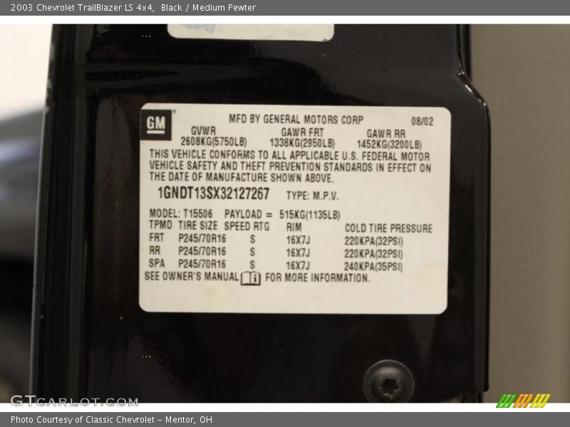 Black / Medium Pewter 2003 Chevrolet TrailBlazer LS 4x4