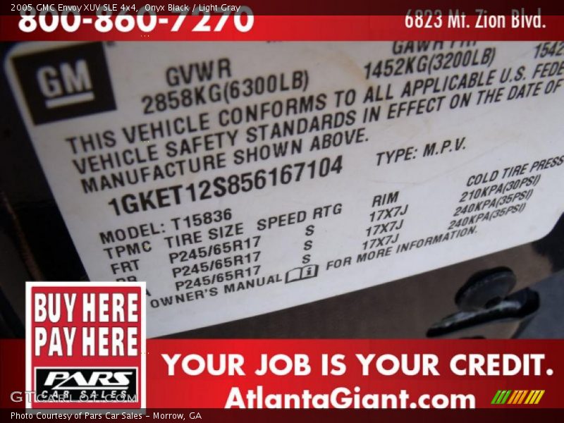 Onyx Black / Light Gray 2005 GMC Envoy XUV SLE 4x4