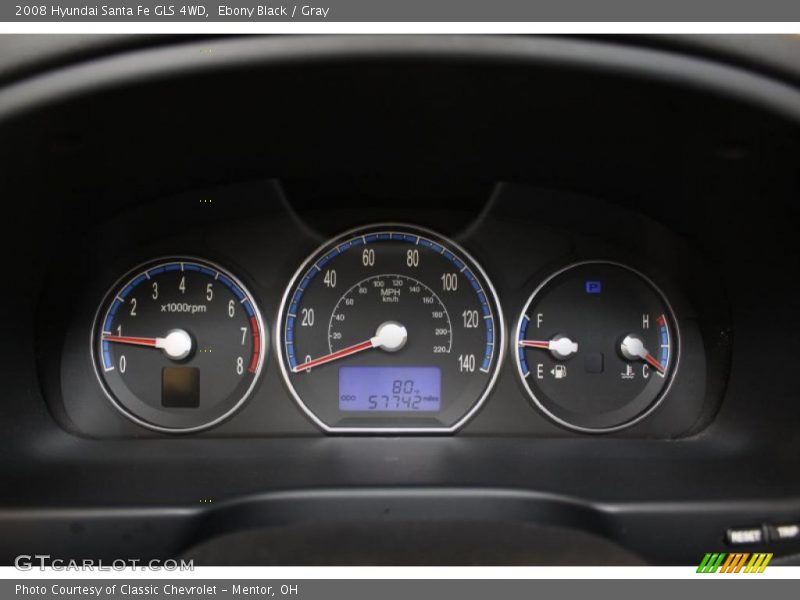 Ebony Black / Gray 2008 Hyundai Santa Fe GLS 4WD