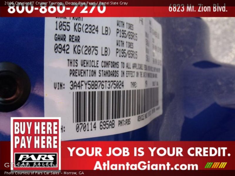 Electric Blue Pearl / Pastel Slate Gray 2006 Chrysler PT Cruiser Touring