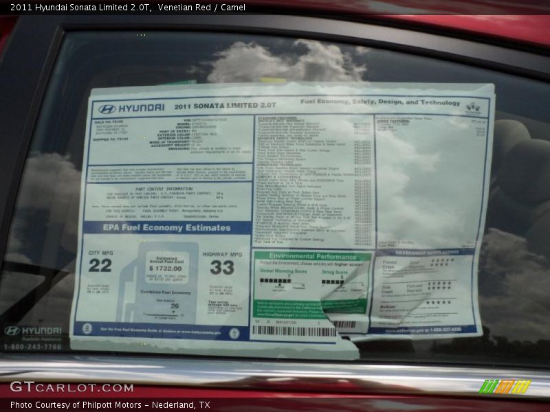 Venetian Red / Camel 2011 Hyundai Sonata Limited 2.0T