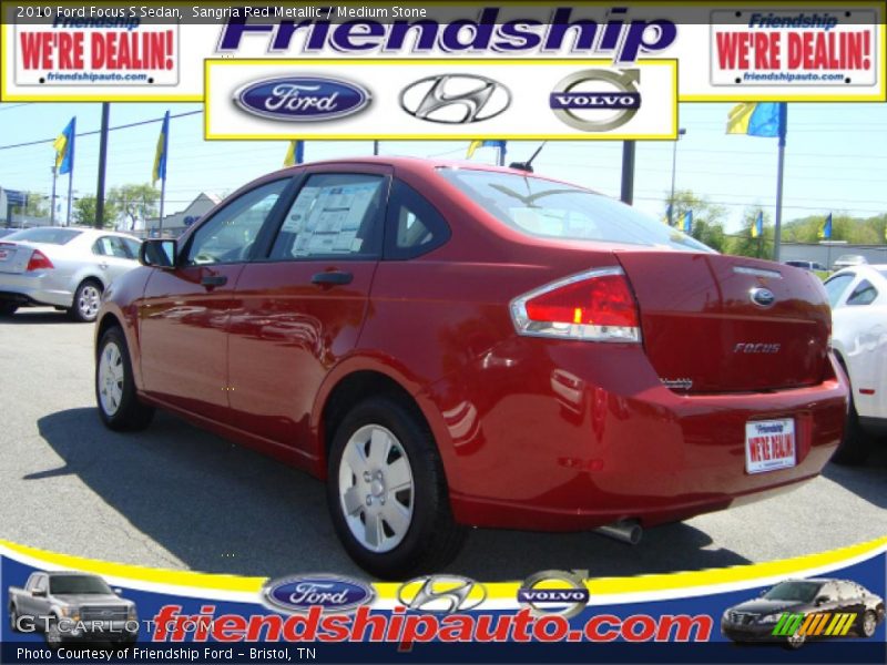 Sangria Red Metallic / Medium Stone 2010 Ford Focus S Sedan