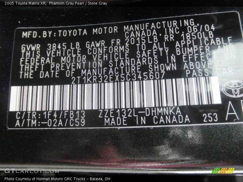 Phantom Gray Pearl / Stone Gray 2005 Toyota Matrix XR